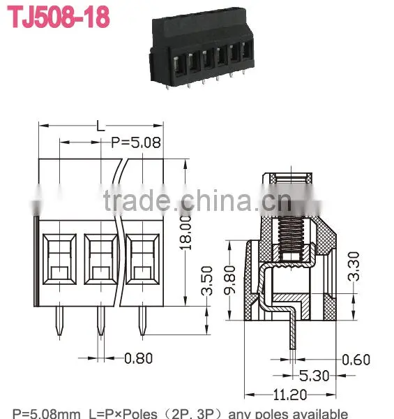 China 10A 5.08 Screw Terminal Block Screw Clamp Terminal Blocks for Generators photo-2