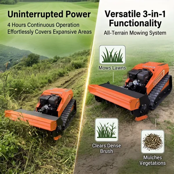 Vigorun Reinforced 800mm Remote Control Tracked 40 Degree Slope Frame Grass Mower