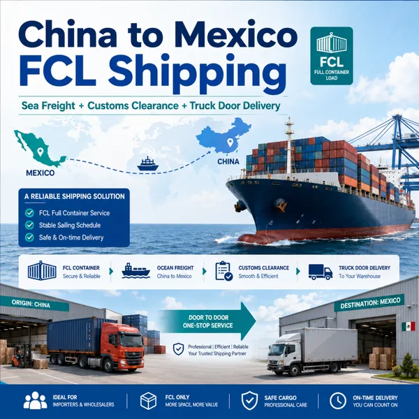 Envío de contenedores de carga completa (FCL) desde China hasta México con entrega a la puerta por camión