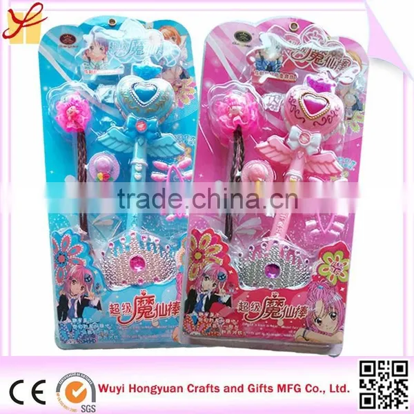 Plastic Magic Fairy Stick Toys With Wigs Crown DIY Fake Nail Hairclip