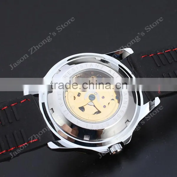 New WINNER Hollow Engraving Skeleton Casual Design Black Golden Case Rubber Strap Watches Men Luury Brand Automatic Watches photo-6