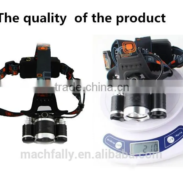 2015 Lastest Rechargeable 3LED Head Torch With 4 Modes Outdoor Lighting 3T6 LED Headlamp photo-3