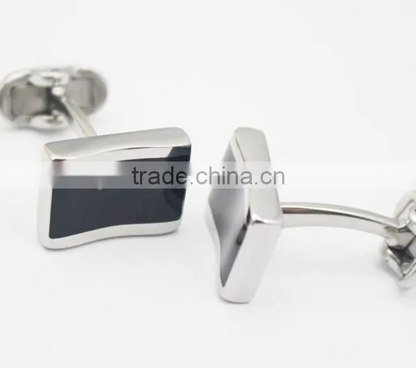 Wholesale Black Stainless Steel Custom Men's Cufflinks photo-3