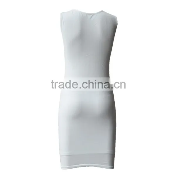 2016 Seamless Designer One Piece White Meshed Sleeveless Summer Girls Party Dress photo-3