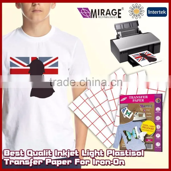 Best Qualit Inkjet Light Plastisol Transfer Paper For Iron-On