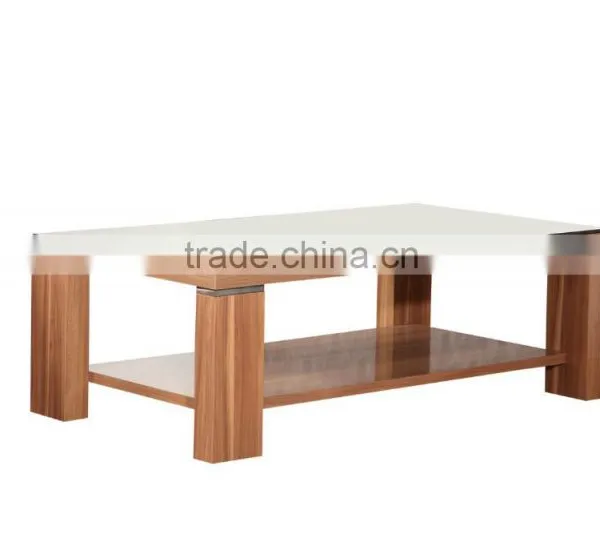 Glossy Wooden Glass Top Coffee Table photo-2