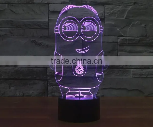 Home Decoration LED Night Light Lamp 3D Illusion for Children Baby Bedroom,Despicable Me Minions Shape Christmas Gift photo-4