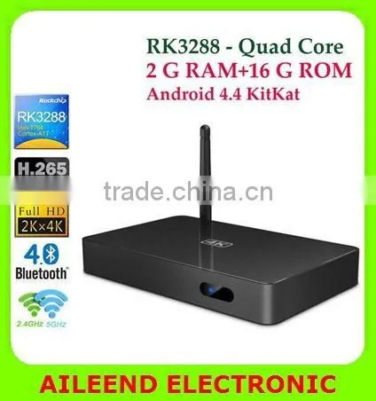CX998 WIFI 2.4GHz&5GHz 802.11 A/b/g/n 4k RK3288 TV BOX ,Android 4.4 2GB+16GB Buetooth Quad Core Rk3288 4K TV Box