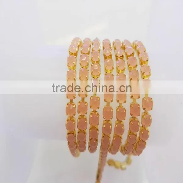 Rhinestone Trim Clear Crystal Strass Ss24 Gold Metal Claw Cup Chain Sew On Rhinestones Chain For Clothes Garment photo-4