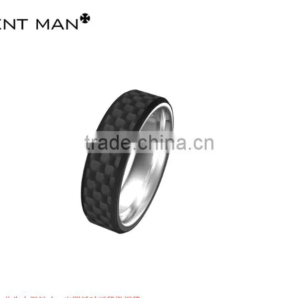 7MM Tungsten Carbide Band Black Carbon Fiber Tungsten Carbide Wedding Band Ring photo-2