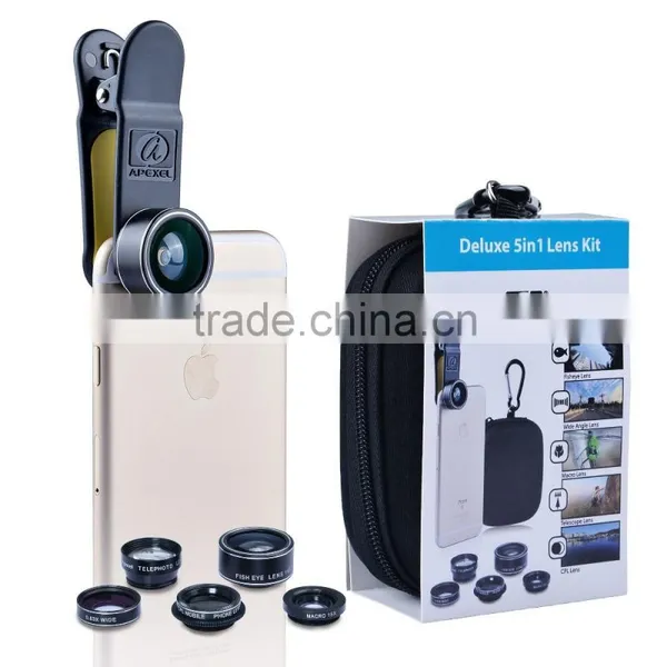 External Camera Lens for Android Phone 0.63x Wide Angle+15x Macro+198 Fisheye+2x Zoom+Filter 5 in 1 Phone Lens Kit photo-4