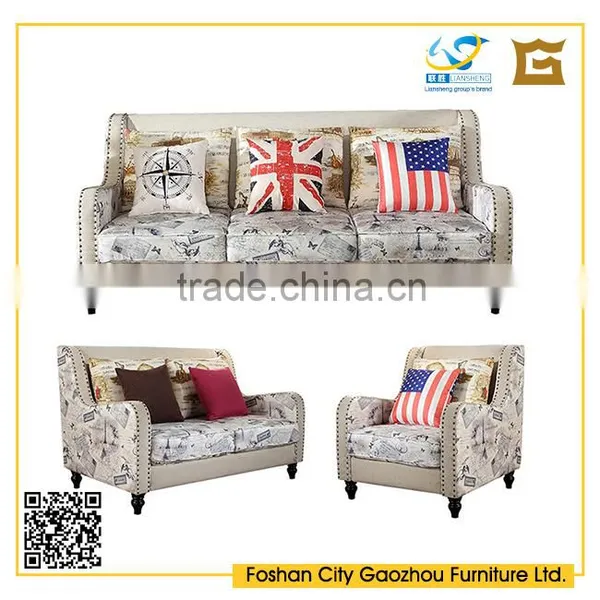Modern Nordic Style Assorted Color Wooden Legs Fabric Tufted Sofa With Rivet for Living Room Furniture photo-5