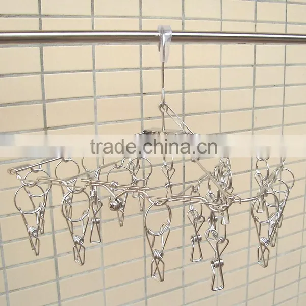 Clips Stainless Steel Clothes Hanger and Round Stainless Steel Clothes Clip Hanger With 20 Clips photo-2