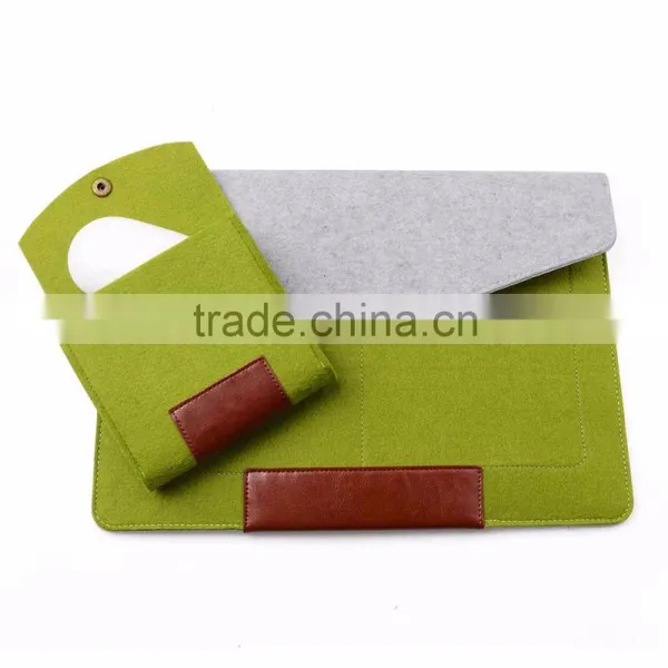 2016 New Hot Selling Wool Felt+ PU Laptop Sleeve Bags With Mouse Bag for Apple Macbook Air Pro , Pro Retina 11" 13.3" 15.4" photo-6