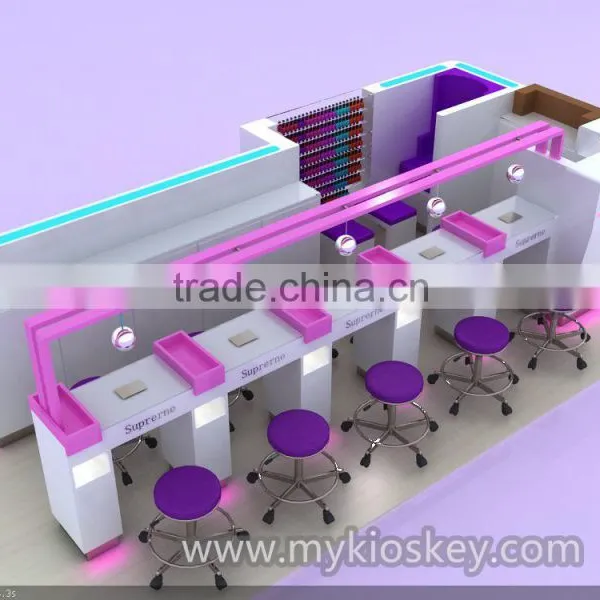 Customized Mall Nail Bar Kiosk Design / Nail Kiosk for Manicure and Pedicure for Sale photo-3