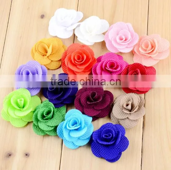 Fashion Design Exquisite Handmade Thick Linen Rose Flowers photo-2