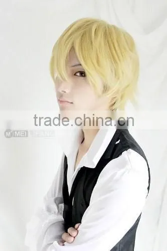 2015 New Cheap Synthetic Cosplay Wigs for Men Blonde Short Hair Wigs Wholesale photo-2