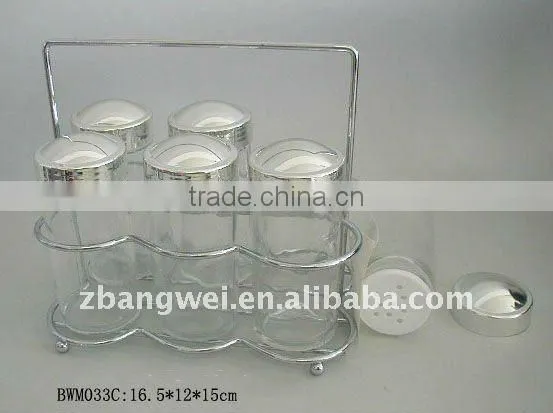 Glass Bottle Set With Iron Stand