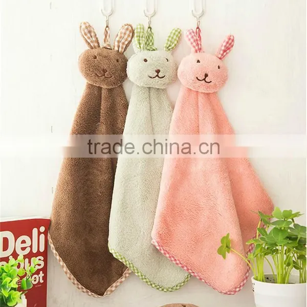N105 Little Girls Cute Rabbit Jacquard Small Square Towel for Wholesale Yiwu Factory photo-2