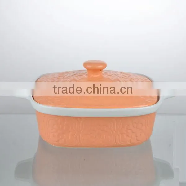 10.4"/8.7"/6.3"bright Orange Ceramic Cookware Sets Pan With Cover photo-2