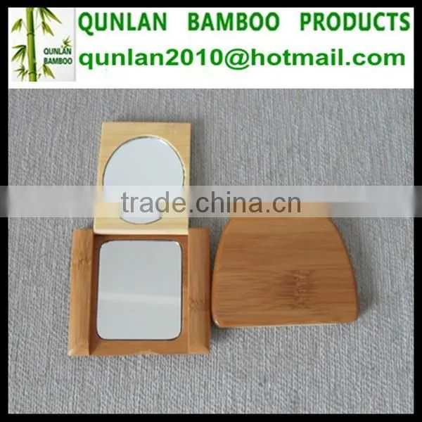 Antique Bamboo Mini Makeup Compact Mirror photo-3