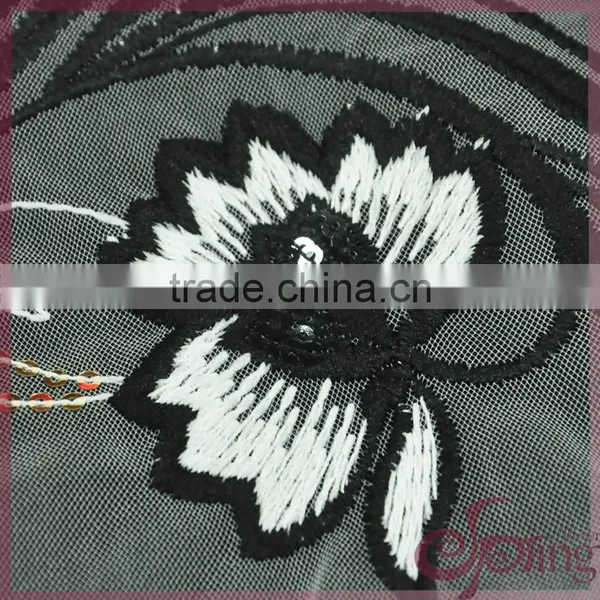 Elegant Embroidery Design Mesh Fabric, Flower Sequin Fabric for Dress photo-3