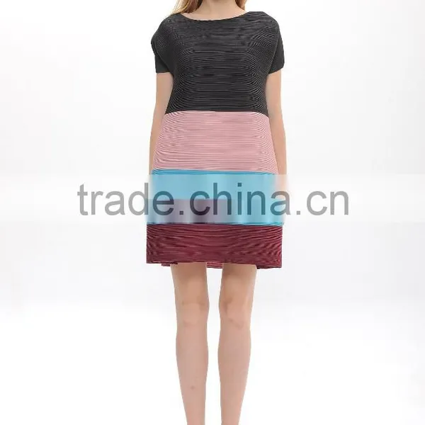 Ladies Multi Rainbow Color Wrinkle Loose New Model Dress photo-3