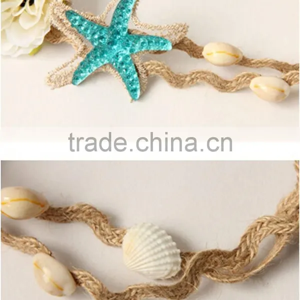 Fashion Holiday Hair Bands Elastic Beach Style Starfish&shell Flower Hair Hoop Women Flower Hair Accessory Jewelry photo-5
