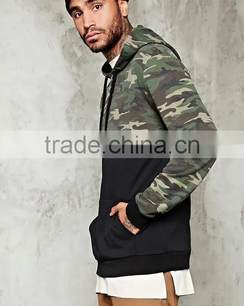 Slim Fit Hoodie Man Quality Tracksuit Top With Camo Splice photo-3