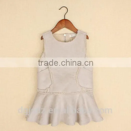 Faux Leather Children Winter Frocks for Girls Kids Frozen Dress photo-5
