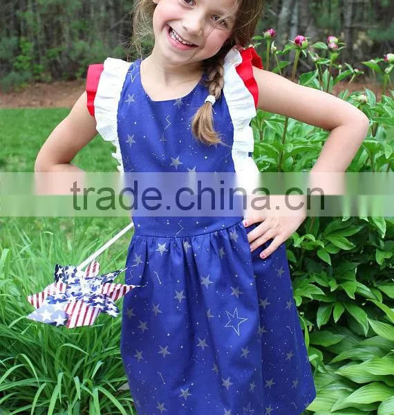 4th Of July Girls Cotton Frock Designs Ruffled Dress Summer photo-2
