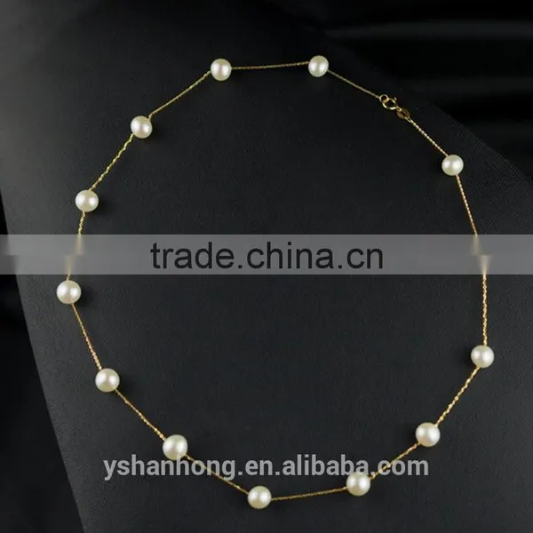 Natural Freshwater Pearl Necklace S925 Silver Clavicle Chain 2016 photo-3