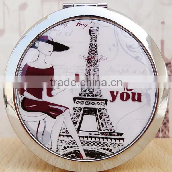 2015 New Vintage Double Sides Portable Foldable Pocket Metal Makeup Compact Mirror Woman Cosmetic photo-4