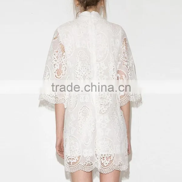 Fashion Women Elegant Crochet Ghana Lace Dress Styles Ladies Latest Sexy Evening Party Mini Dresses photo-2