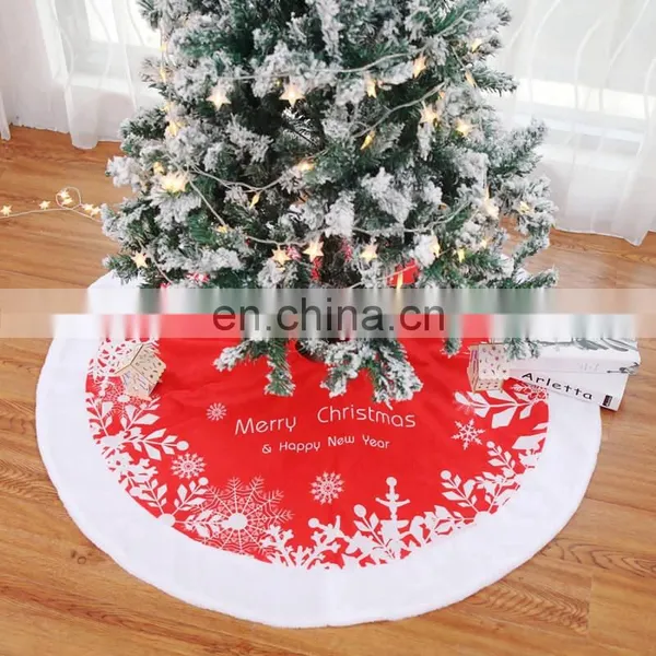 I@home Red Christmas Tree Stump Cover Snowflake Christmas Tree Skirt Carpet photo-3