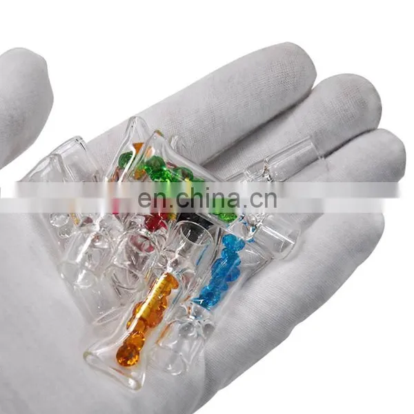 HQP-SP008 HongQiang Transparent Glass Cigarette Holder With Colored Diamond Glass Filter Cartridge Filter photo-4