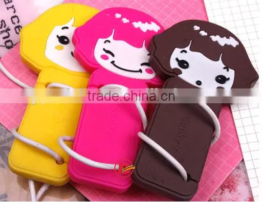 Hottest Little Girl Silicone Earphone Winder Lines Cable Winder photo-2
