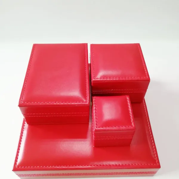 Flip Red PU Leather Jewelry Box Set Ring Bracelet Necklace Jewelry Storage Box Gift Box Set Wholesale photo-2