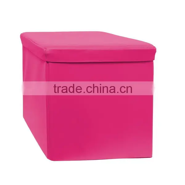 Kids Folding Storage Faux Leather Ottoman Stool photo-4