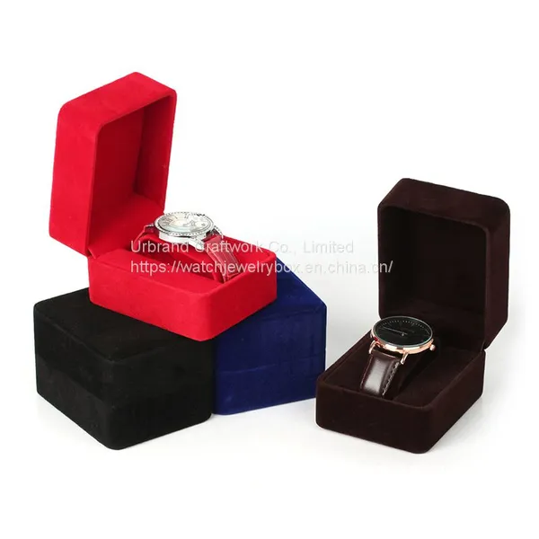Wholesale Jewelry Packing Box Flannel Watch Box Black Jewelry Gift Box Watch Storage Box photo-4