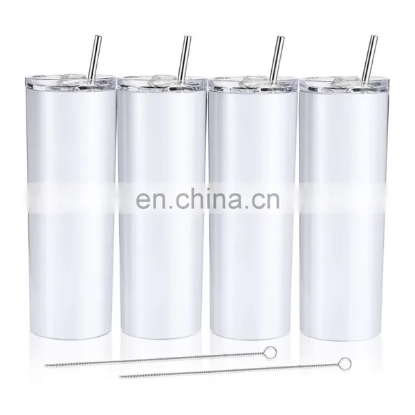 Stainless Steel Total Straight, White Diy Printing Heat Press Skinny 20oz Sublimation Blanks Tumbler With Silicone Gasket/ photo-4