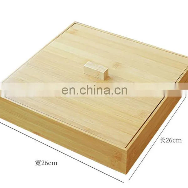 Durable Natural Bamboo 4 Grids Square Nut Dry Fruit Snack Storage Box With Lid Pantry Organizer Kitchen & Tabletop photo-4