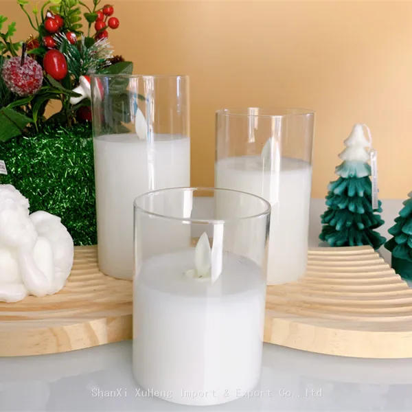 Wholesale Hot Selling Simulation Flame Transparent Candle Set Electroplated Clear Glass LED Candle With Remote Control photo-2