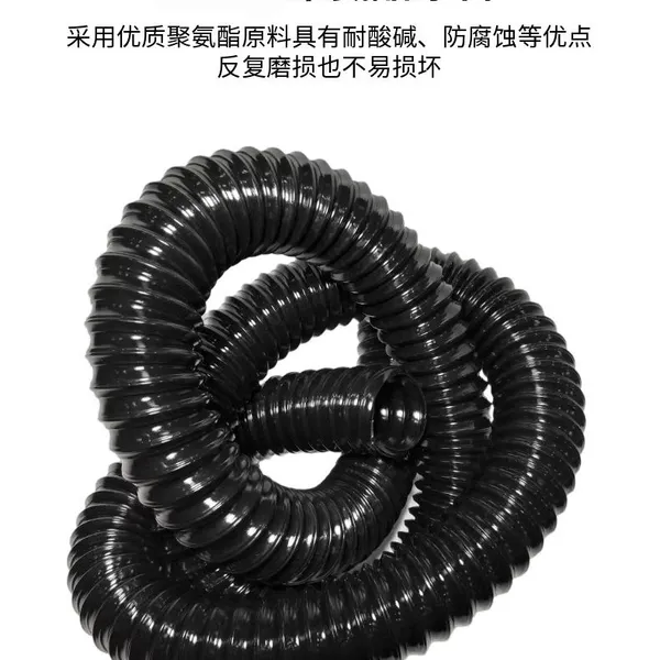 Black PU Polyurethane Corrugated PipeSteel Wire Reinforced Industrial Dust Suction Pipe