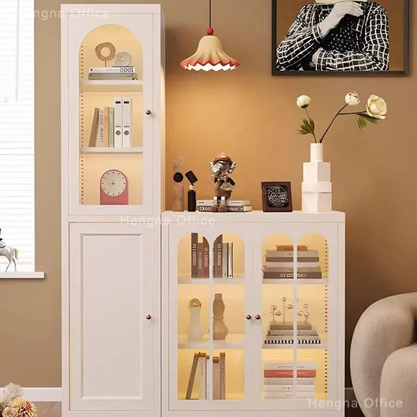 Fluted Glass Metal Cabinet- CBT735|Modern French Cream Style With Safe Anti-tipping Design for Living Room Display- ODM/OEM Supported photo-5