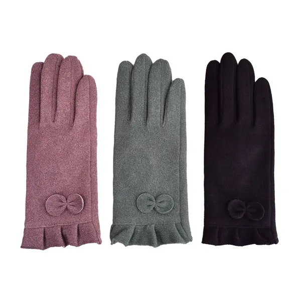 Ladies Winter Touch Screen Gloves Bow Decoration Ruffle Cuff Soft Thermal Driving Daily Hand in Stock Gloves