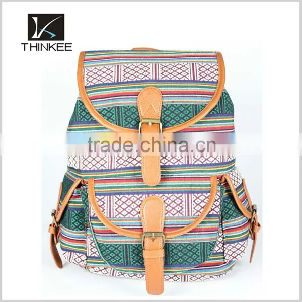 Custom High Quality Backpack Girls Fashion Aztec Canvas Backpack photo-3