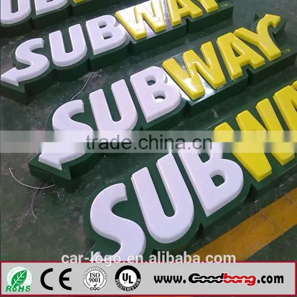 Low Price Top Quality Custom Acrylic Subway LED Sign With Long Warranty