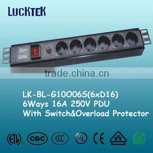 PDU German 6 Ways with Overload Protector