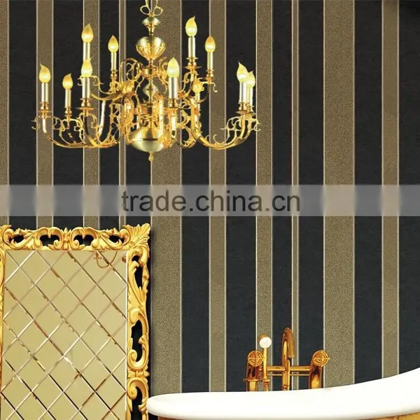 Black /gold/blue/ White Stripe Wallpaper for Hotel Rooms photo-3